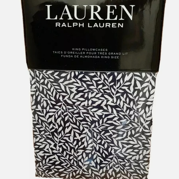 Ralph Lauren Spencer Leaf King Pillowcases Navy White
